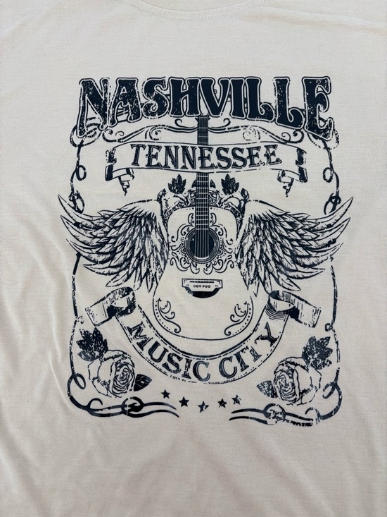 SHEIN Tops - Nashville TN Music City T-Shirt XL Tan Distressed Guitar Graphic Country Western
